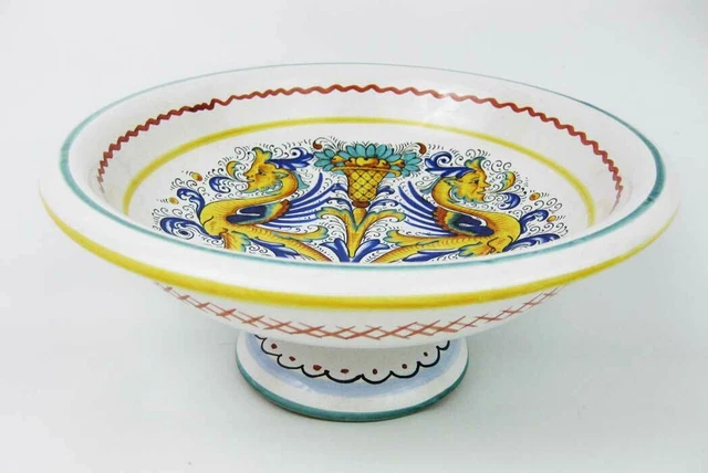 Raffaellesco Majolica Deruta Ceramiche Italian Pottery Pedestal Centerpiece Bowl