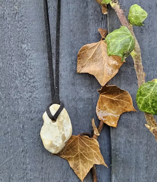 White Hagstone Necklace. Holeystone Pendant.  Luck. Protection. Talisman