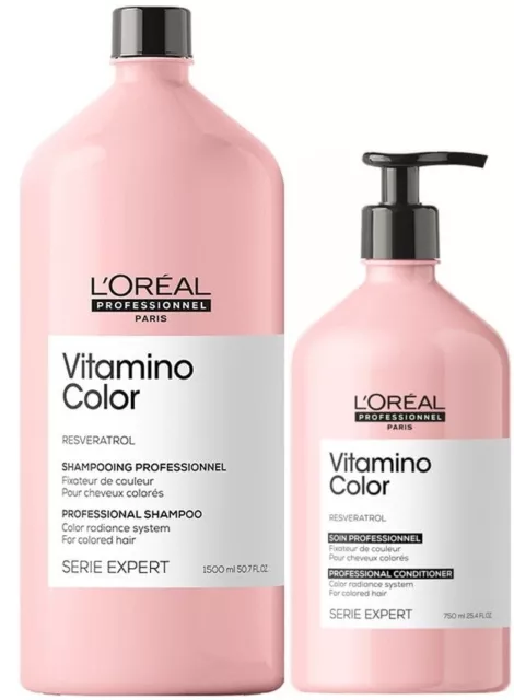LOREAL VITAMINO Colour Shampoo 1.5L & 2x 750 ml Conditioner Professional  Size