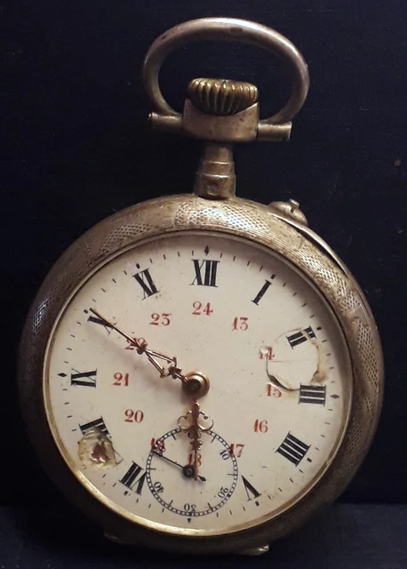 Montre De Gousset Ancienne En Argent Massif - Poinçon Crabe, 43 Mm, Mécanique Manuel, Occasion