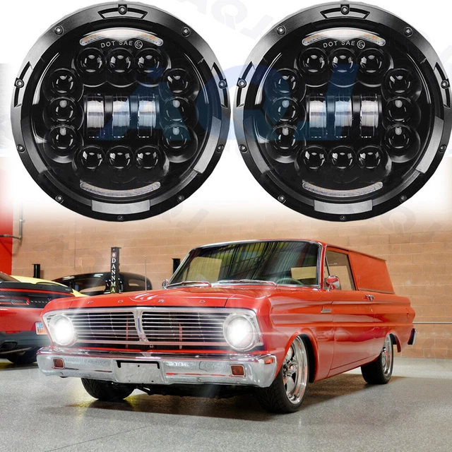 For Ford Falcon Sedan Delivery 1961-1965 2pc 7inch Round Led Headlight Angel Eye
