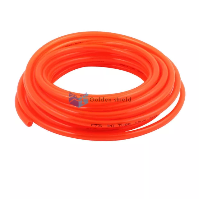 Fleaxible PU Tube Pneumatic Polyurethane Hose Orange Red10mm x 6.5mm 10M Length