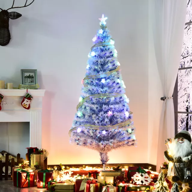 5ft Pre-Lit LED Optical Fiber Christmas Tree Seasonal Decor White