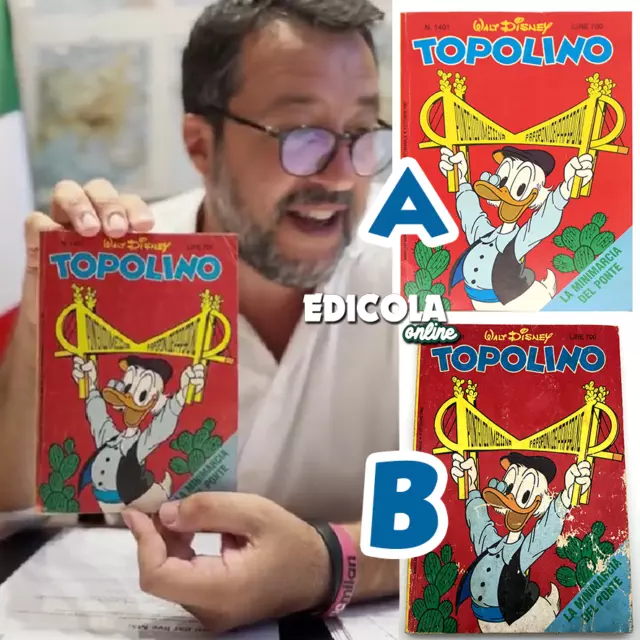 Fumetto di TOPOLINO Salvini Libretto Usato 1401 Originale Usato Ponte di Messina