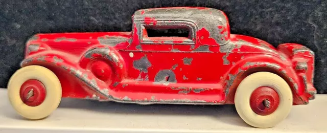 Vintage Barclay 1930's Slush Metal 4 1/4" Red Coupe BV-30