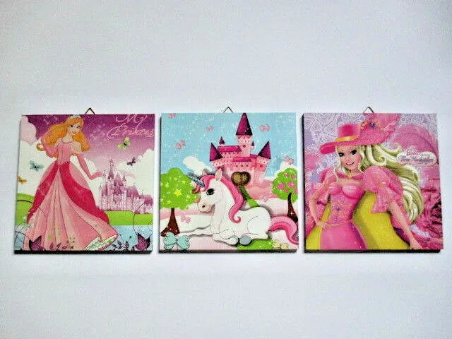 3 Prinzessinnen, Barbie, Mädchen-Wand-Bilder, wunderschöne Wand-Deko, Neu