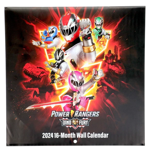 2024 POWER RANGERS&DINO Fury" 16 Month Wall Calendar 10" X 10" closed