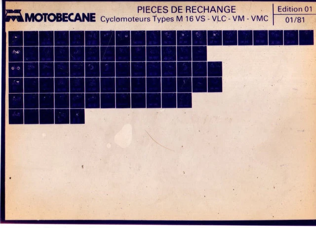 Microiche MICROFICHE MBK MOTOBECANE Mobylette TYPES M16 VS VLC VM VMC £4.28 ...