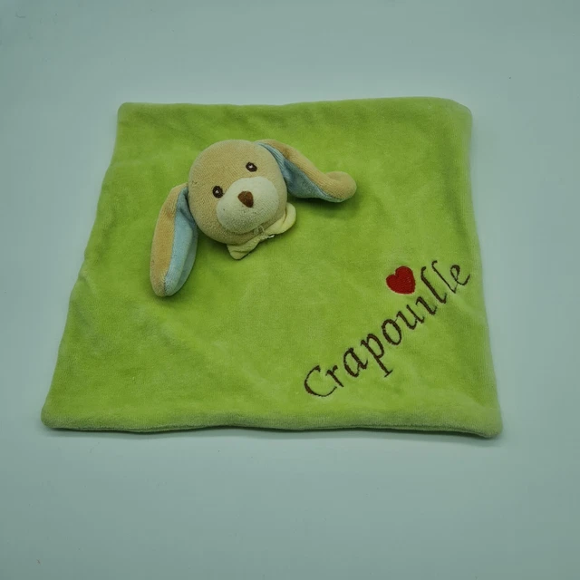 16 - Doudou Plat Chien Lapin Vert Beige Bleu Sandy Crapouille Coeur Rouge