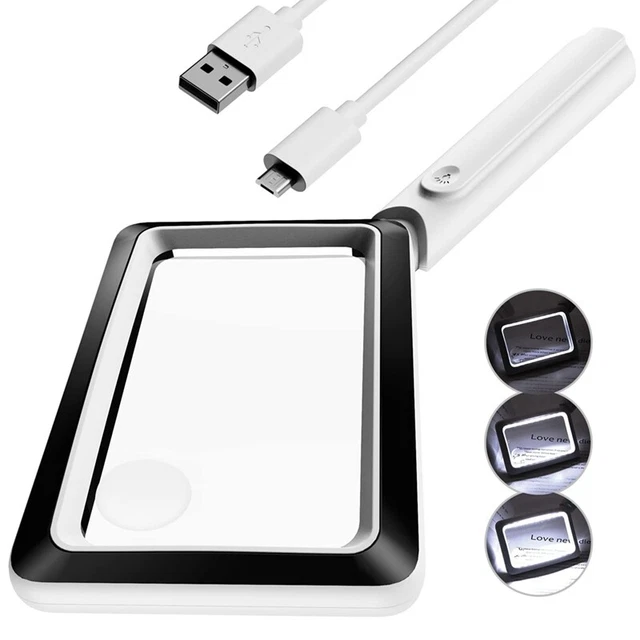 Loupe Rechargeable 4X avec LumièRe 20 LED, Loupe Rectangulaire éClairéE de 8629
