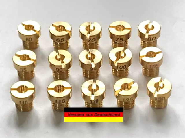 15x Hauptdüse M6 Vergaser 6mm für Dellorto & Mikuni Hauptdüsen Düsenset 60-130