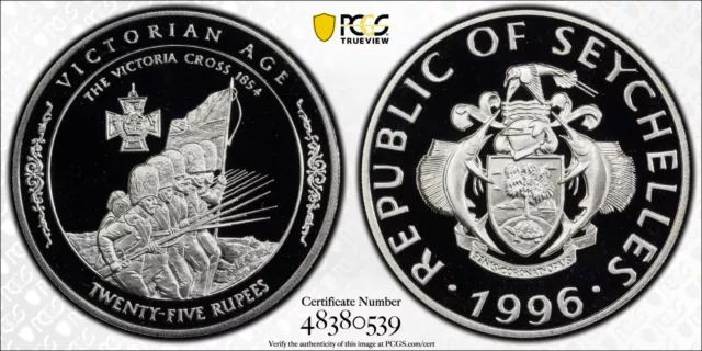 1996 Seychelles 25 Rupees The Victoria Cross 1854 - Pcgs Pr 69 Dcam