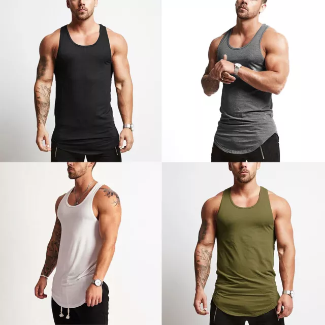 Da Uomo Gym Training Canotta Fitness Canottiera Workout Muscolo Bodybuilding T -