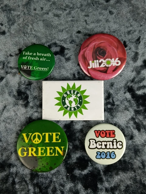 Bernie Sanders Jill Stein Green Party 5 Political Buttons FREE SHIPPING