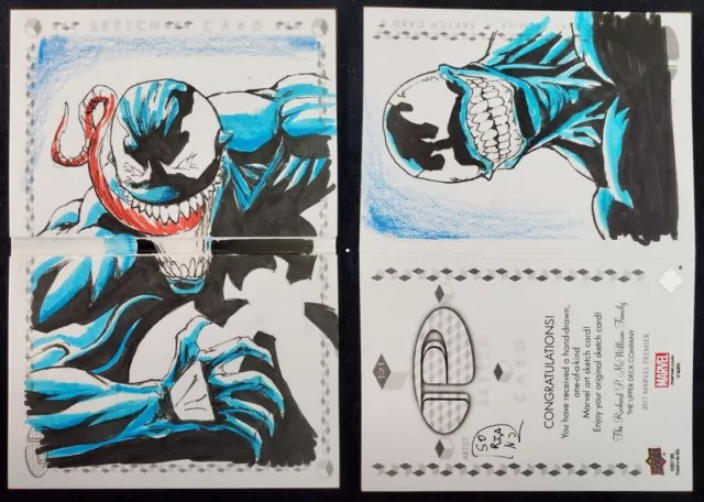 Venom 2017 Marvel Premier Dual Panel Sketch Card by Brian Soriano Spider-man