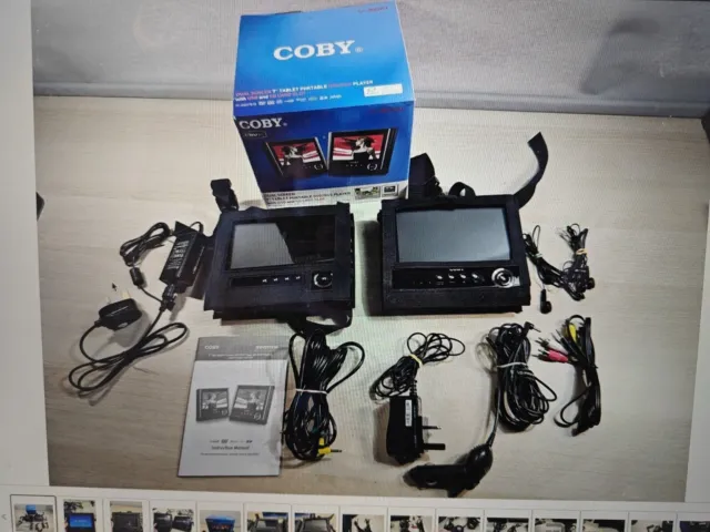 Coby Portable Car Travel DVD/CD/MP3 Player TF-DVD7751D 7" Twin Screen - Boxed