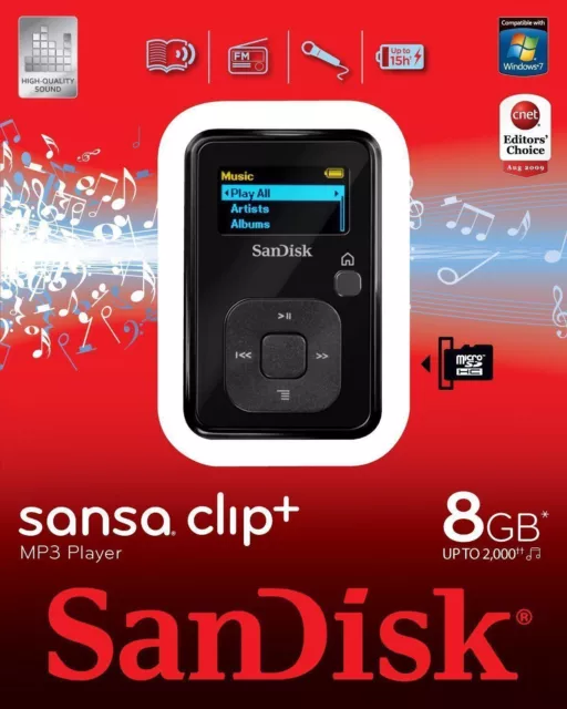 SanDisk Sansa Clip Plus 8GB MP3 Player Recorder FM Radio