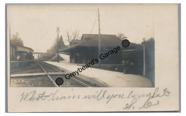RPPC PRR Railroad Train Station Depot SEAFORD DE Delaware Real Photo Postcard