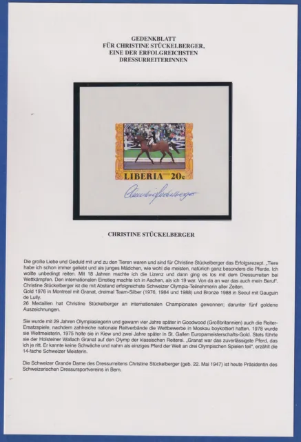 Autogramm von CHRISTINE STÜCKELBERGER auf Liberia Mi.-Nr.1034, 1977