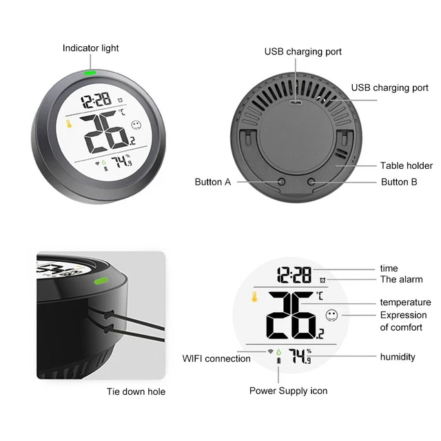 Igrometro WiFi termometro orologio tuya rilevatore display interno. Bluetooth