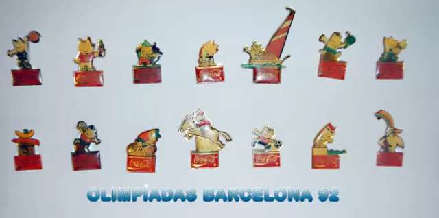 Pins Barcelona 92 Olympiade Cobi Coca Cola Fu�ball Basketball Kerze Boxen Metall