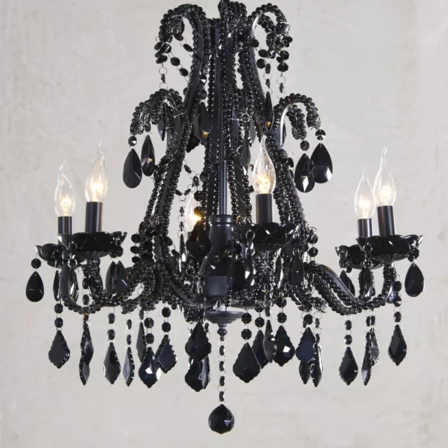 Tfi “Marie Therese”6 Light Black Crystal Glass  Gothic Style Chandelier