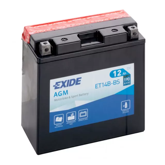 Batterie moto Exide ET14B-BS YT14B-BS 12v 12ah 190A