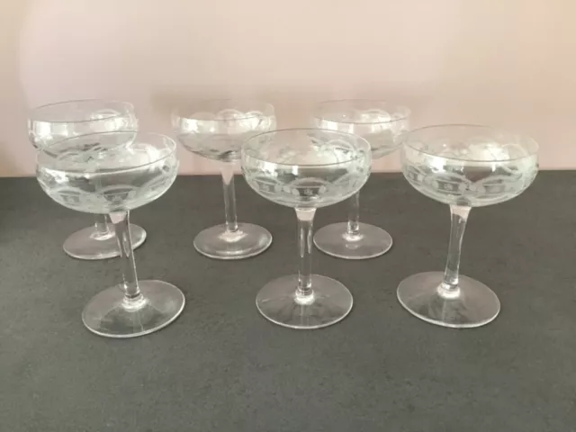 6 Coupes à Champagne en Cristal Baccarat ou Saint Louis style Empire XIXEME 2/2