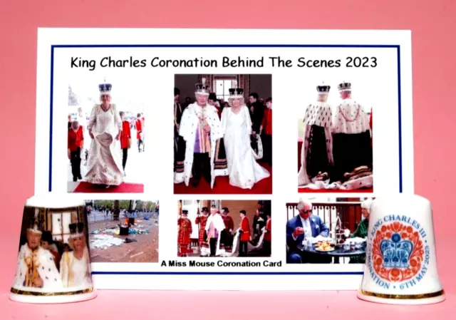 King Charles Coronation 2023 Behind The Scenes Fine China Thimble + Card B/191