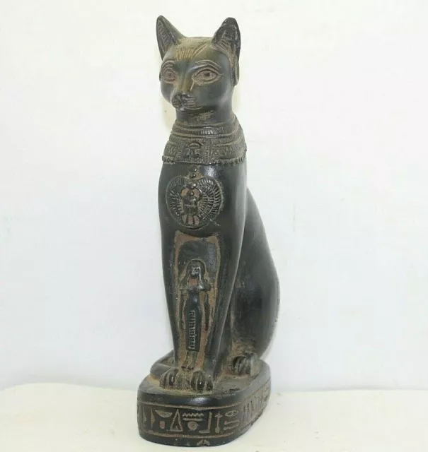 RARA ANTIGUA EGIPCIA ANTIGUA Bastet Cat Bast Estatua Piedra (EHAU)