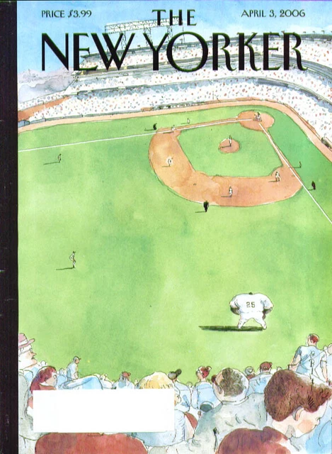 New Yorker cover Blitt Steroid-pumped left fielder at ballpark 4/3 2006