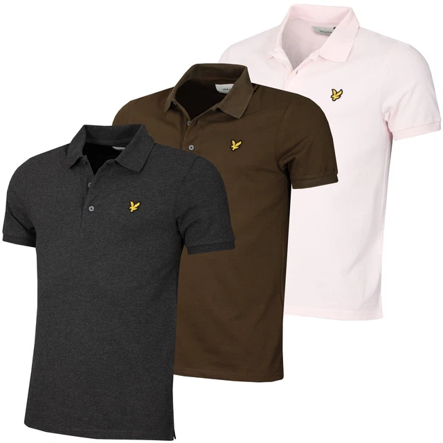 LYLE SCOTT Hommes Extensible Uni 3-Button Organique Golf Polo 47