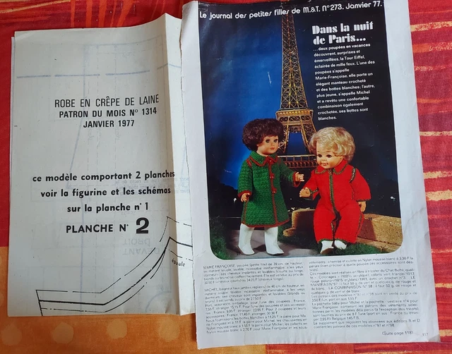 patron MODES ET TRAVAUX 01/1977 poupée Marie Françoise