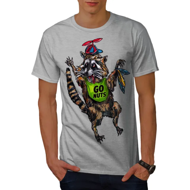 Wellcoda Funny Raccoon Cute Mens T-shirt, Animal Graphic Design Printed Tee
