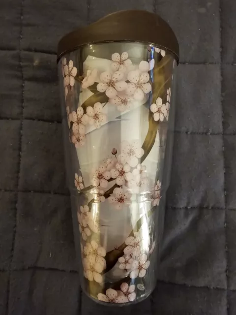 TERVIS Tumbler Large 24oz Cherry Blossom Sakura Inlay Thermos Hot Cold Slide Lid