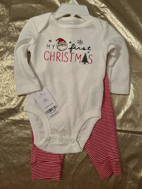 NWT Carters Baby 2 Piece Santa Christmas Outfit Red White Infant Size 3 Months