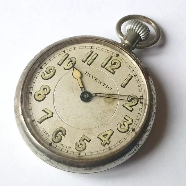 WW1 BRITISH ARMY Pocket Watch Inventic Vintage Fob Antique Wwi Trench ...