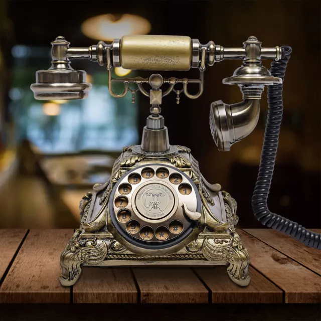 Sangyn Teléfono de marcación rotativa vintage Teléfono antiguo Teléfono  fijo retro Teléfono antiguo para decoración del hogar Oficina Cafetería Bar