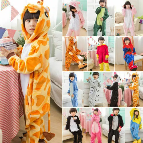 Kids Animals Sleepwear one piece jumpsuit pyjamas Fleece  Unisex Cosplay Costume