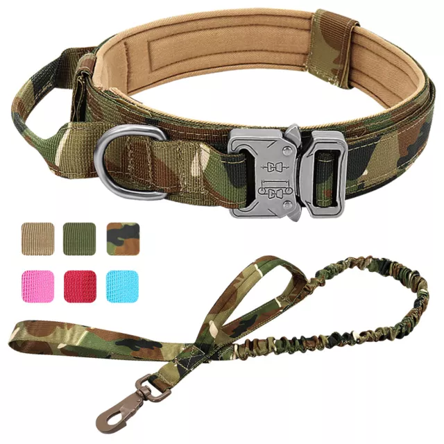Taktisches Hundehalsband und Leine Set Militär Nylon Halsband mit Griff M-XL