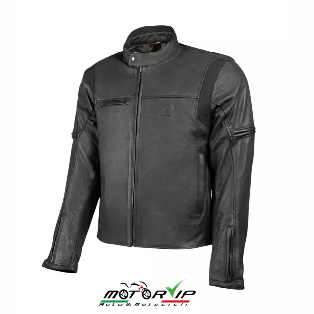 Giacca Moto Cafè Racer Tecnica HEVIK MUSTANG LIGHT -  vera pelle bovina nera