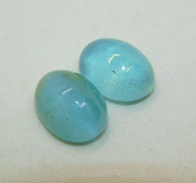 8.70 Cts Pair Natural Milky Santa Maria Blue Aquamarine 11x8 mm Oval Calibrated