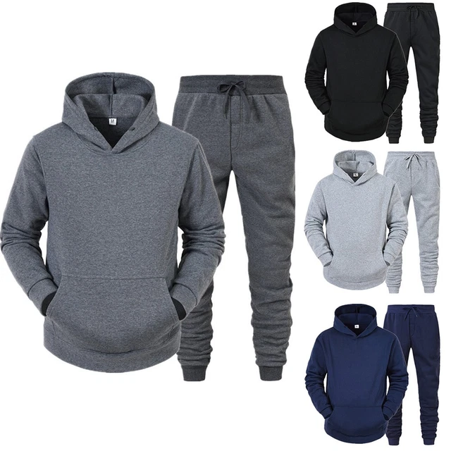 Tuta Da Uomo 2 Pezzi Pile Casual Felpa Set Pantalone Giacca Con Cappuccio