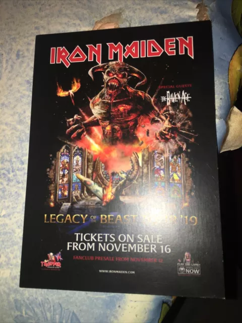 IRON MAIDEN - CARTE POSTALE -  FRENCH POSTCARD 4X6 -  tour 2019 World