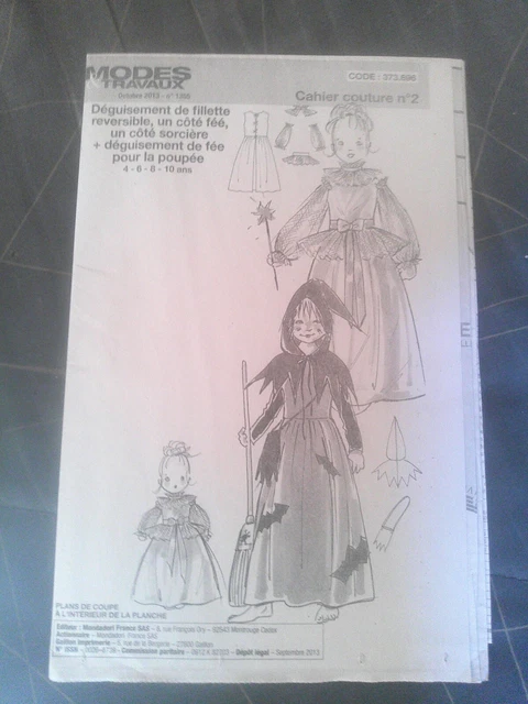 Patron De Couture Modes Et Travaux Pour Vêtements De Poupée - Numéro D'octobre 2013, Complet Non Découpé