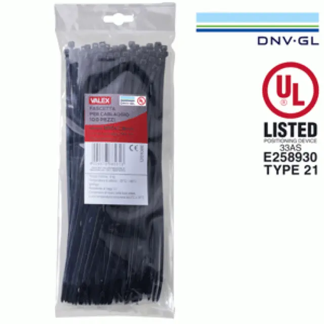VALEX Colliers De Câblage Couleur Noire Certifié En Polyamide 6.6 Carbon