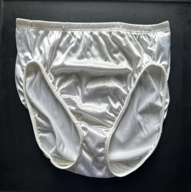 Vintage Vanity Fair White Satin Second Skin High Cut Brief Panties Size XL 8/46