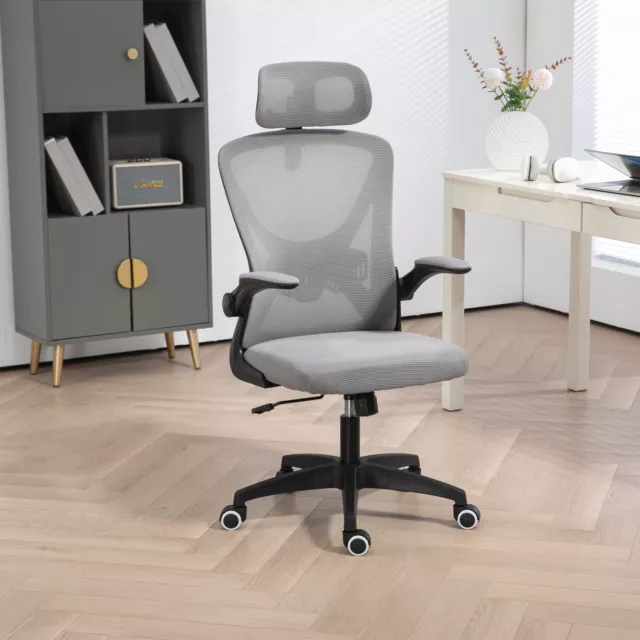 Ergonomic Mesh Home Office Chair Computer Desk Chair Swivel Adjust Height Grey