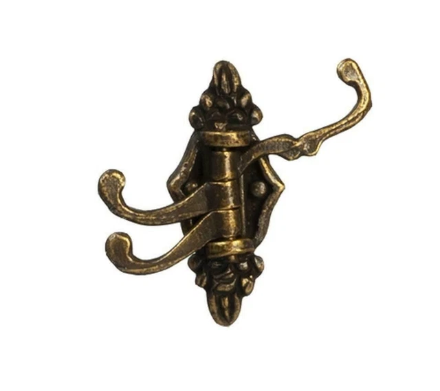 Dolls House Antique Brass Triple Coat Hook Miniature Hall Cloakroom Accessory