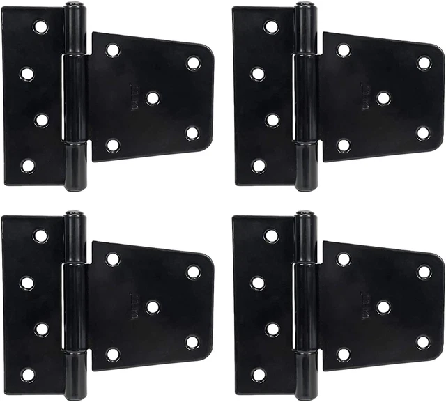 3.5 Inch Black Door Shed Hinges Square Barn Hinges Heavy Duty Gate Hinges Wrough